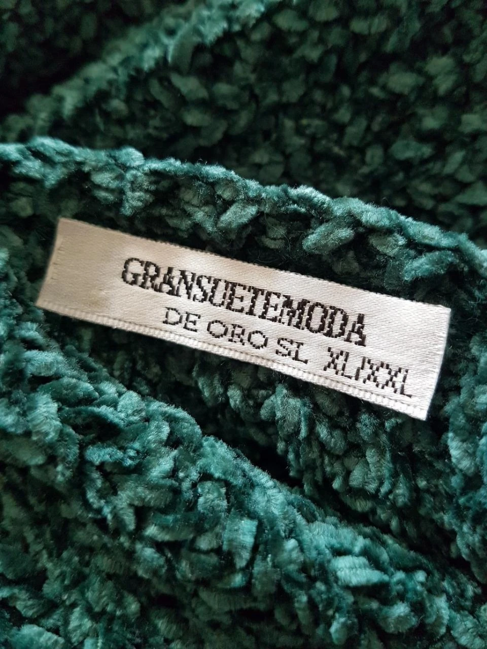 💚Korte trui van chenillegaas in smaragdgroen gemêleerd – Maat 40/42 (M/L) – photo 4